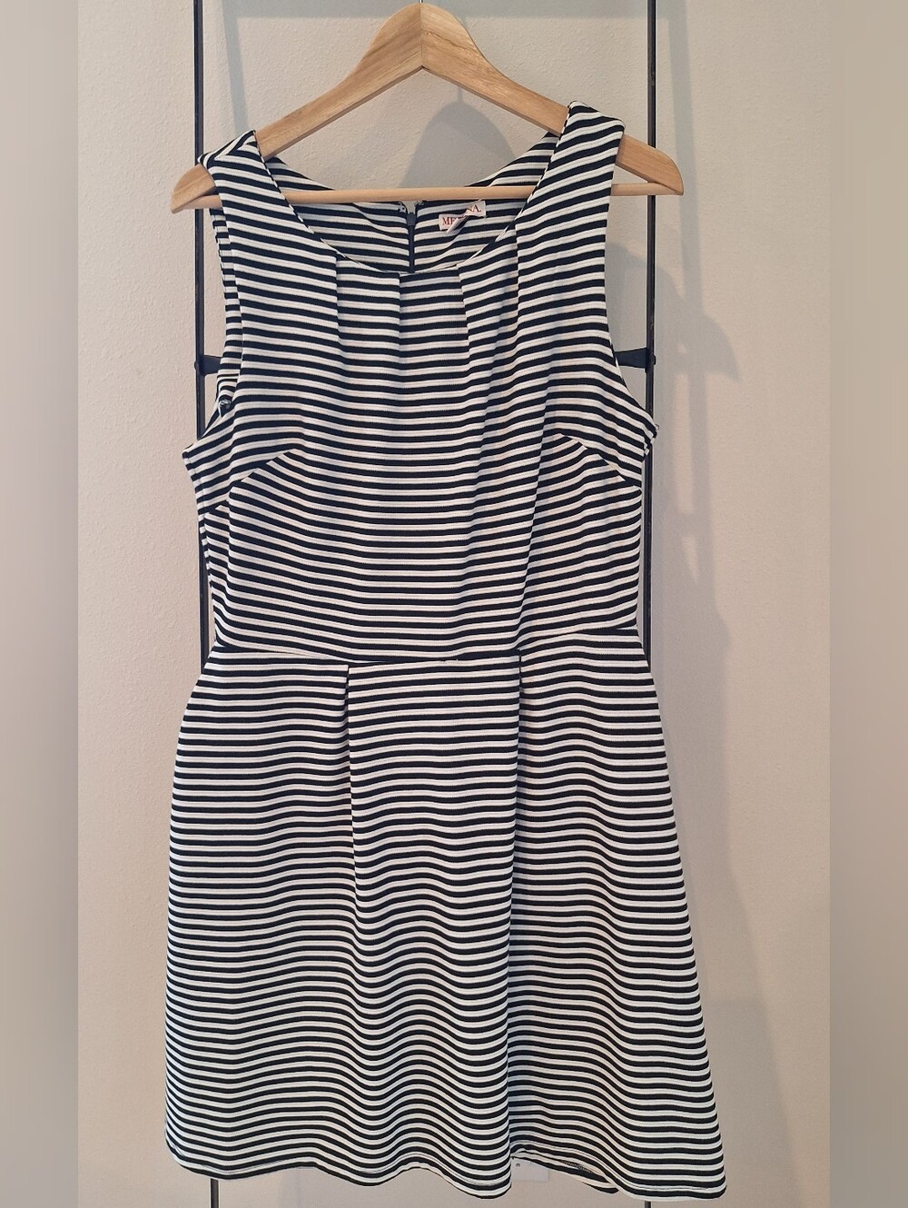 Merona Black and White Sleeveless Striped Fit-and-Flare Dress